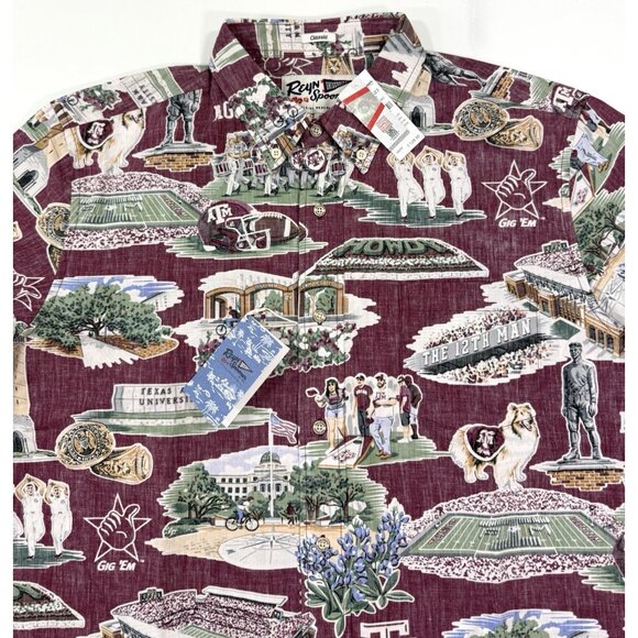 Reyn Spooner Shirt Mens Size Large Collegiate Football Texas A&M Aggies Print - Picture 2 of 13